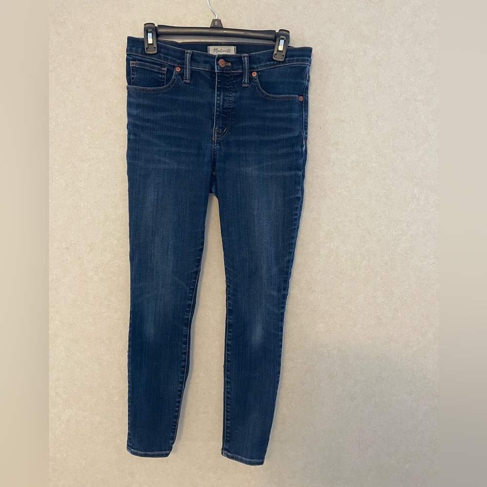 Madewell Jeans Women's 9" High Riser Skinny Stretch Ankle Dark Wash Blue Denim